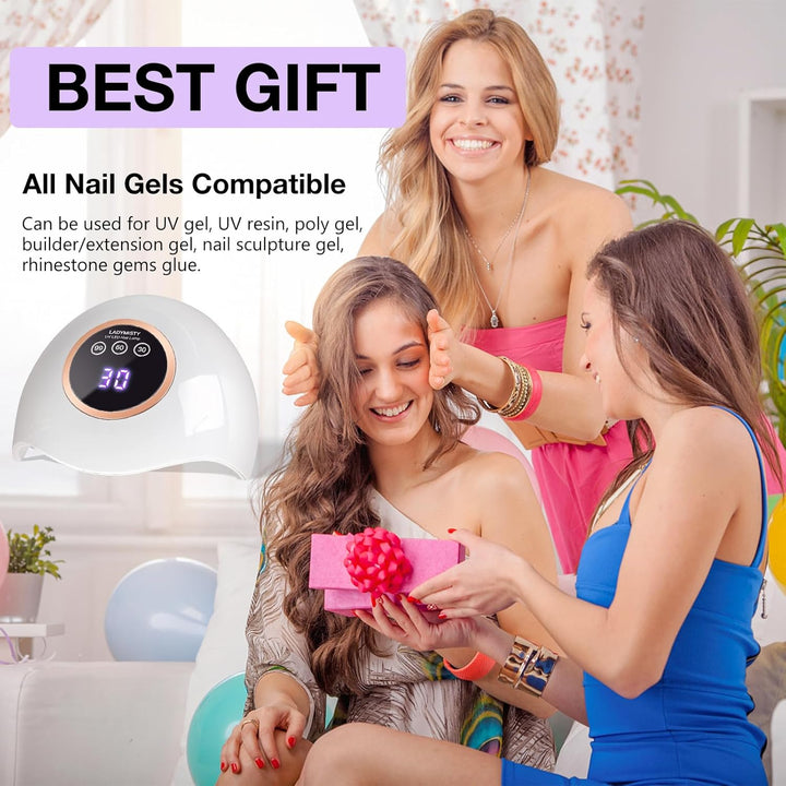 72W UV LED Nail Lamp Light Dryer for Nails Gel Polish with 18 Beads 3 Timer Setting & LCD Touch Display Screen, Auto Sensor, Professional Nails, White