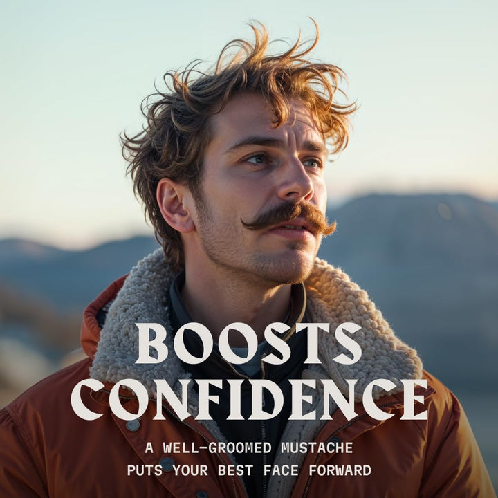 Mustache Wax Kit & Comb Set - 2 Oz, Medium/Strong Hold, Sandalwood Scent - Grooming Kit for Men with Pocket Mustache Comb & Beard Wax Alternative, Non-Greasy Styling