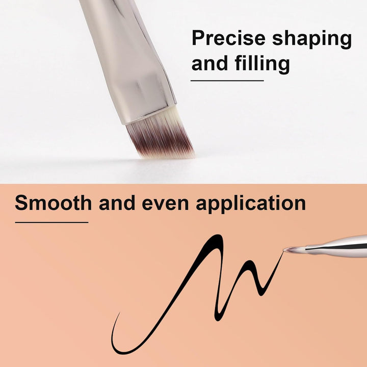 Flat Angled Eyeliner Brush, Soft Thin Slanted Synthetic Bristles Precision Eyebrow Brush for Brow Powder Gel Eye Liner