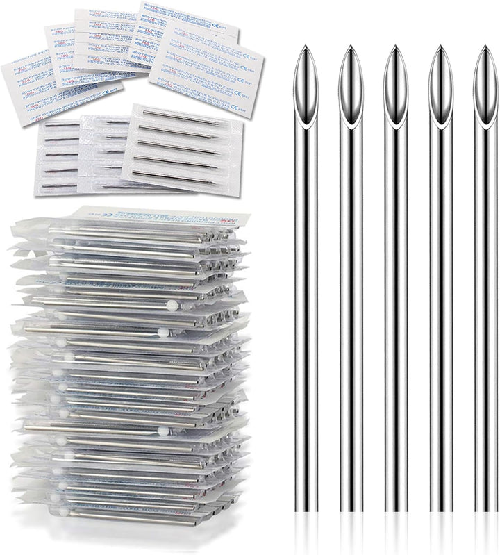100Pcs Piercing Needles Mixed 12G 14G 16G 18G 20G Hollow Needles for All Piercings