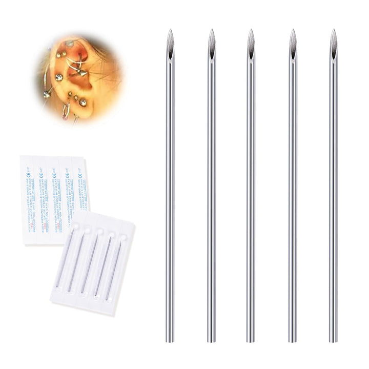 20G Body Piercing Needles,10Pcs  Sterile Disposable Stainless Steel Needles for Ear, Nose, Navel, Nipple, Lip - Piercings