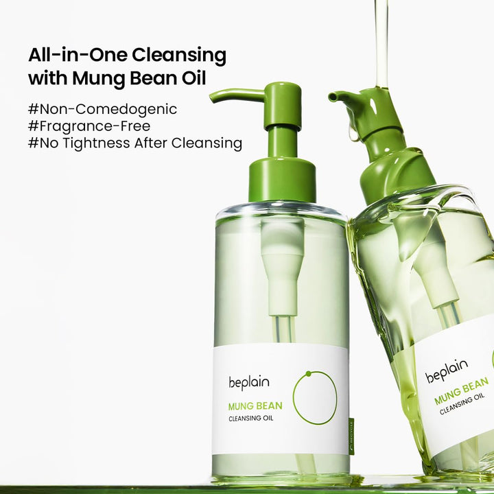 Mung Bean Cleansing Oil(6.76Fl.Oz/200Ml)| Fragrance-Free | Non-Comedogenic Tested| Makeup Blackhead Remover & Deep Pore Cleanser| Suitable for Sensitive Skin| Double Cleansing Korean Skincare