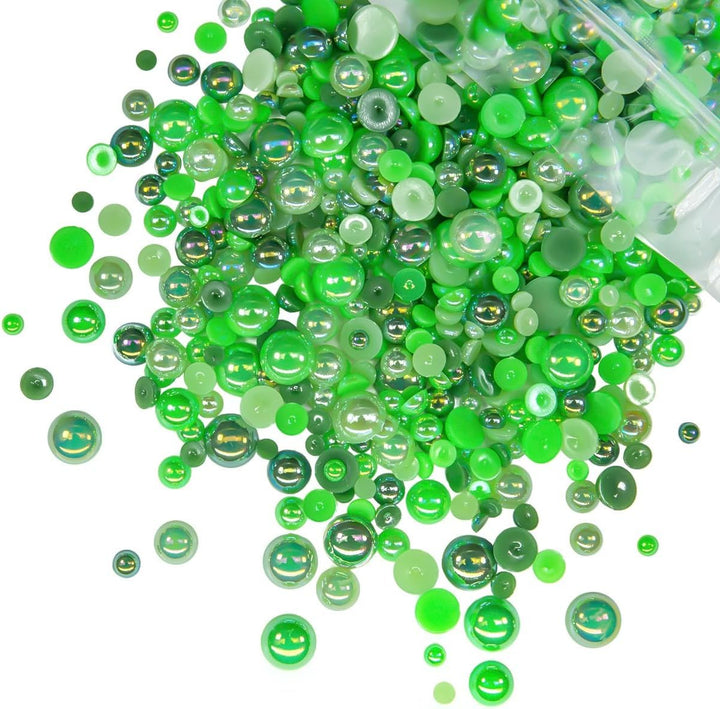 51G White Half Pearls for Crafting 4Mm 5Mm 6Mm 8Mm 10Mm Mix Sizes Pure White Flatback round Beads Charms for Nails Face Eyes Makeup Tumblers Bottles DIY Crafts Bedazzling Clothes Shoes Phones