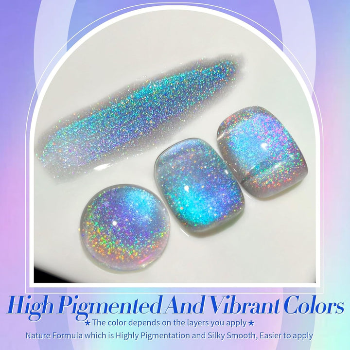 9D Cat Magnetic Eye Gel Nail Polish Holographic Rainbow Gel Polish Blue Purple Soak off U V LED Gel Polish Nail Art Design Manicure Salon DIY Home 15ML