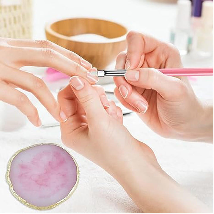 Nail Art Tools 22-Piece Set, Resin Nail Art Palette, 2-Way Acrylic Silicone Engraving Pen Dotting Pen Tools Nail Art Kit for Nail Art DIY Home Salon Makeup Display Board, Pink