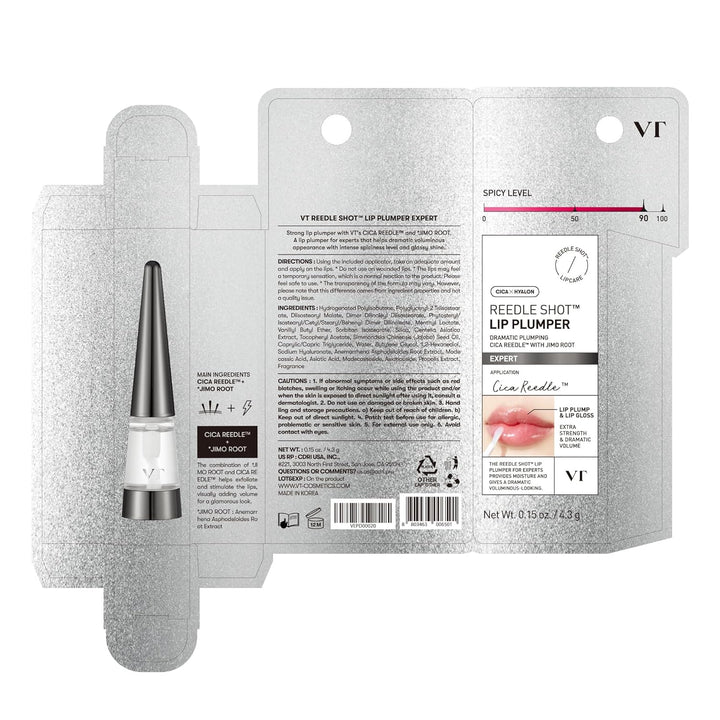 VTCOSMETICS Reedle Shot Lip Plumper, 0.15 Oz (4.3 G), Moisturizing, Transparent, Lip Gloss, Fragrance-Free, Korean Cosmetics (Expert)