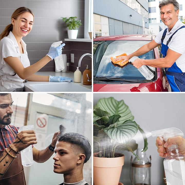 Plastic Spray Bottles Empty Spray Bottle 16.9Oz/500Ml 2 Pack Heavy Duty Spraying Bottles Mist/Stream Water Bottle for Cleaning Solutions, Essential Oils, Hair (Clear)