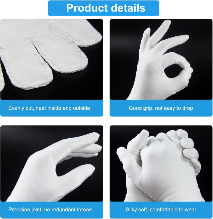 5Pairs (10Pcs) Moisturizing Gloves Overnight for Men and Women, Washable SPA White Cotton Gloves for Dry Hands Eczema Work Inspection Service Performance