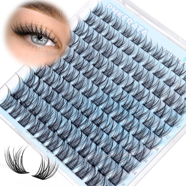 Natural Lash Clusters Wispy Eyelash Clusters 110Pcs Cluster Eyelash Extensions C Curl Individual Lashes 10-16MM Mix Length Natural Look Lashes Clusters with Thin Lash Band, Black