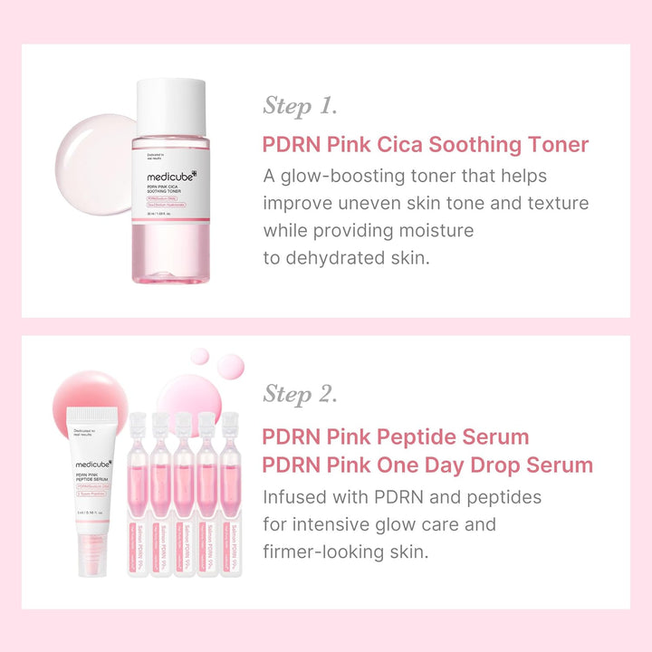 Salmon DNA PDRN Trial Kit | Glass Glow Mini Skincare Set with Toner, Serum & Sheet Mask for Hydrating, Firming, Moisturizing |Gift & Travel Essentials for Women & Girls | Korean Skincare