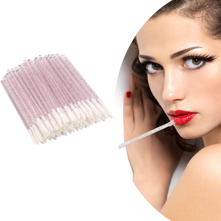 300 Counts Lip Applicators Disposable Lip Brushes Crystal Lipstick Lip Gloss Wands, Pink