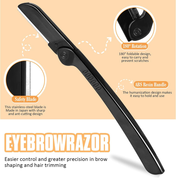 Tweezers Set,9 Pcs Professional Stainless Steel Tweezer Kit-Great Precision Eyebrow Tweezers for Ingrown Facial Hair with Leather Travel Case as Stocking Stuffing Gifts