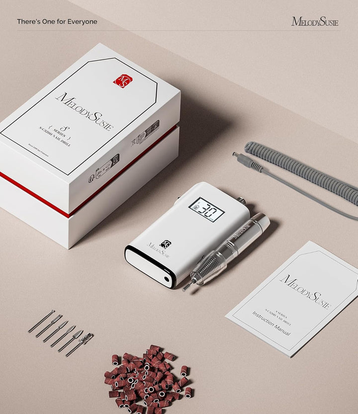 Professional Rechargeable 30000 Rpm Nail Drill,Sc320H Portable Electric E File Scamander, Acrylic Gel Grinder Tools with 6 Bits and Sanding Bands for Manicure Pedicure Carve Polish (White)