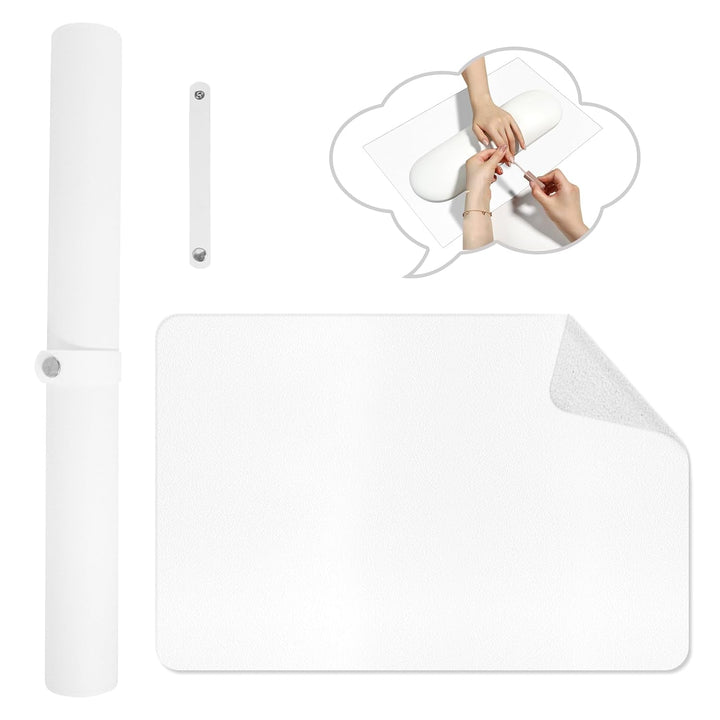 Nail Art Table Mat,Foldable Nail Arm Rest Pad for Nails,Soft Microfiber PU Leather Nail Mat for Table,Waterproof Manicure Pad,Nail Table Pad for Nail Technician Salon Home-Black