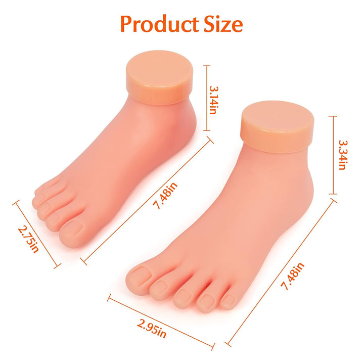 Practice Fake Foot Model 1 Pair Flexible Soft Silicone Prosthetic Manicure Tool for Nail Tips Art Training