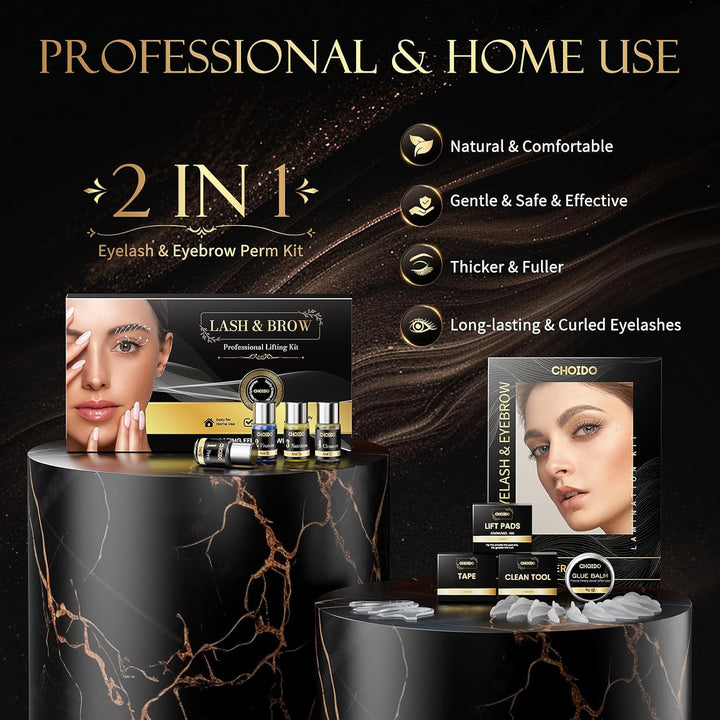 Lash Lift Kit - Eyebrow Lamination Kit, Eyelash Perm Kit, Professional Eyelash Curling Lash Extension & Eyebrow Lift 2 in 1 Kit, Eyelash Lift Kit Easy to Use at Home Diy & Salon, Lasts for 6-8 Weeks