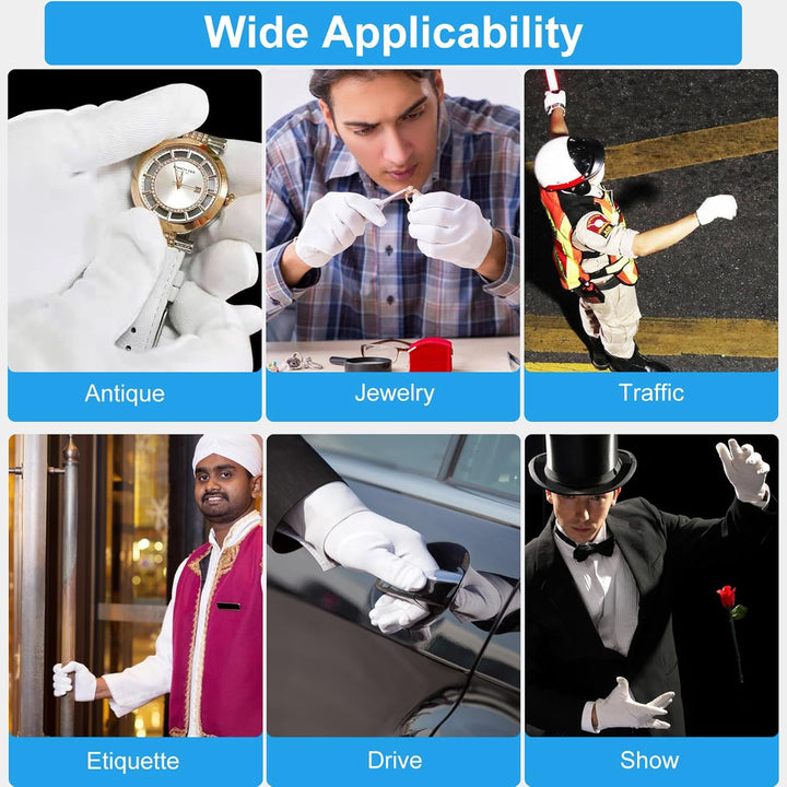 5Pairs (10Pcs) Moisturizing Gloves Overnight for Men and Women, Washable SPA White Cotton Gloves for Dry Hands Eczema Work Inspection Service Performance