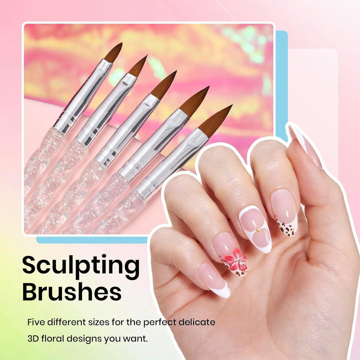 Beetles 31Pcs Nail Art Brushes, Dotting Tools, Nail Art Pens, Dust Brush, Striping Liner Fingernail Drawing Pens with Palette Holder All in One for Starter Manicure Design Set