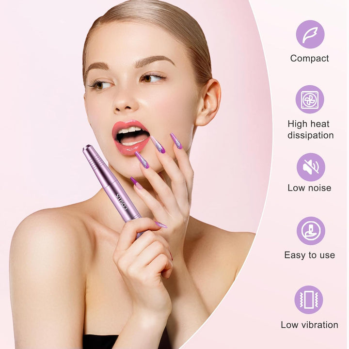 Electric Nail Drill File Professional: for Acrylic Gel Dip Powder Nails Portable Nail Machine Kit Manicure Pedicure Tools Polishing Set with Nail Drill Bits Sanding Bands