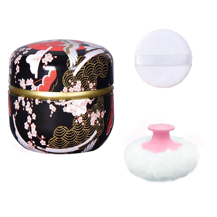 Body Powder Puff and Container for Dusting Powder, Women Powder Puff and Powder Case for Bath and Travel (Romantic Flowers)