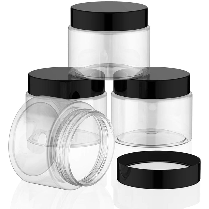 4 Pieces round Wide-Mouth Leak Proof Plastic Container Jars with Lids for Travel Storage Makeup Beauty Products Face Creams Oils Salves Ointments DIY Making(1 Ounce,White)