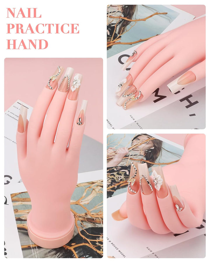 Practice Hand for Acrylic Nails Soft Touch Mannequin Hand for Nails, Flexible and Bendable Fake Hand for Nails for Nail Art Beginners,8.99 X 3.07In