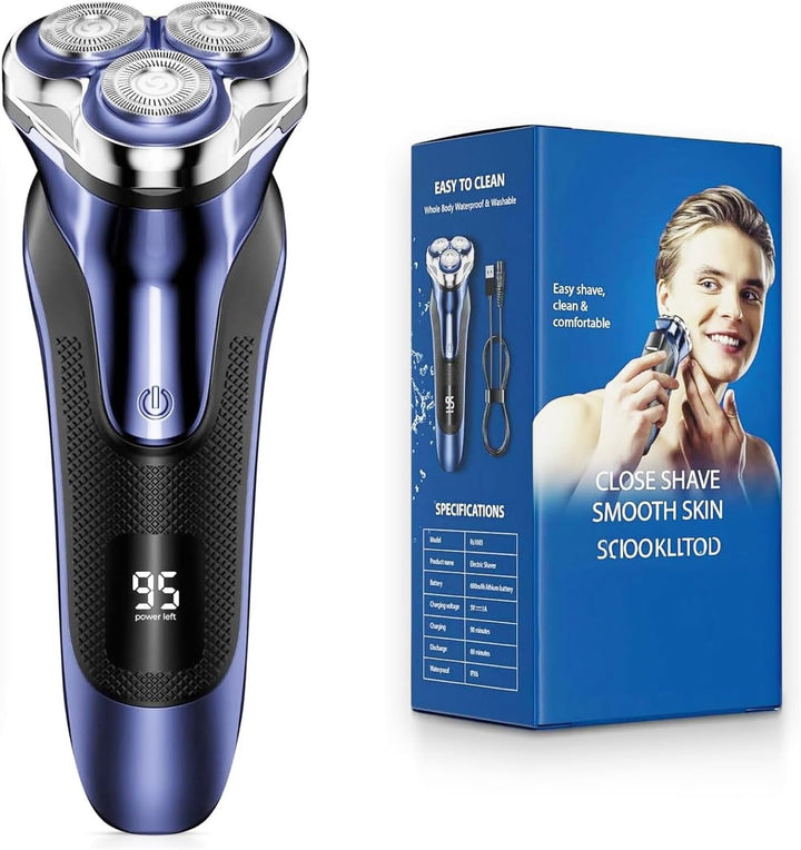 Rechargeable Electric Razor for Men: IPX7 Waterproof Shaver - 1.5H Fast Charge, 4D Flex Precision Blades with Pop-Up Trimmer - Gentle on Sensitive Skin, Travel-Friendly