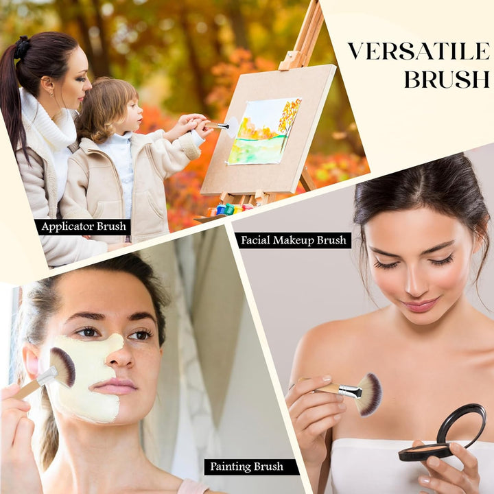 4 Pcs Facial Fan Brush,Facial Brushes Esthetician Fan Brushes Esthetician Fluffy Fan Brushes Face Soft Bristle Highlighting Blush with Long and Short Handle for Women Girls Loose Powder Blush