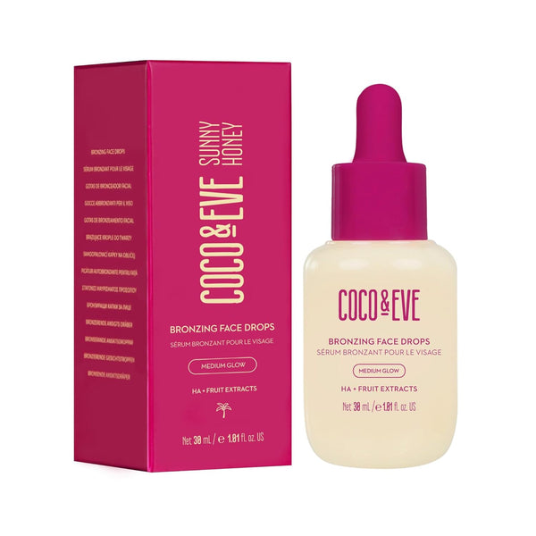 Sunny Honey Bronzing Face Tanning Drops (Medium Glow) for Natural Self Tanning Hydrating Hyaluronic Acid. Gradual Face Tanning Serum. Indoor Sunless Moisturizing Self Tanner (1 Fl Oz)