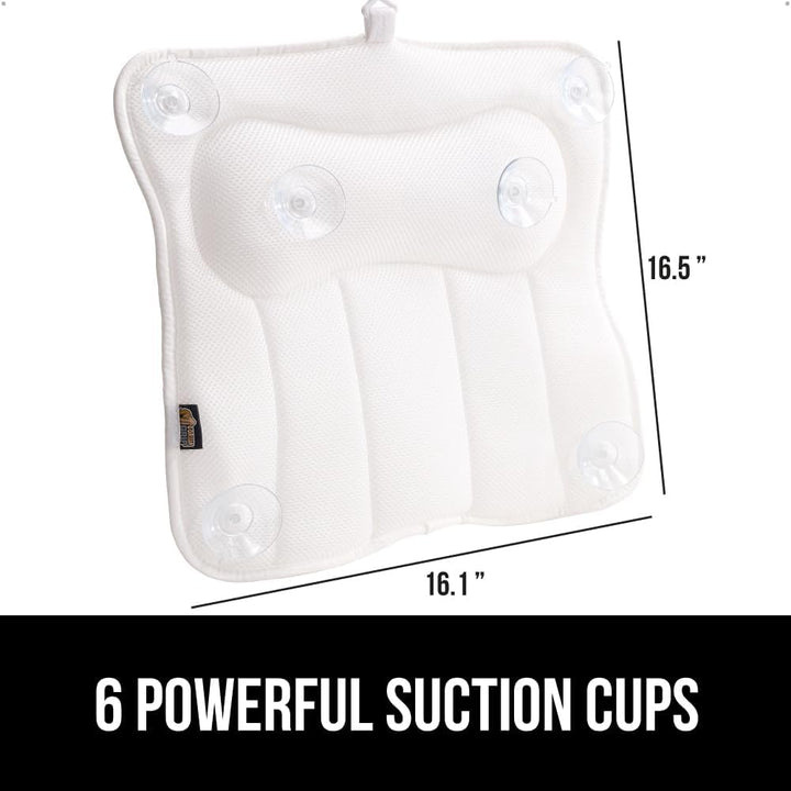 Bath Pillow for Tub with Powerful Suction Cups, Headrest Bathtub Pillows for Neck and Back Support, Machine Washable, Bathtub Accessories for Women, Relaxing Spa Gift Essentials, White