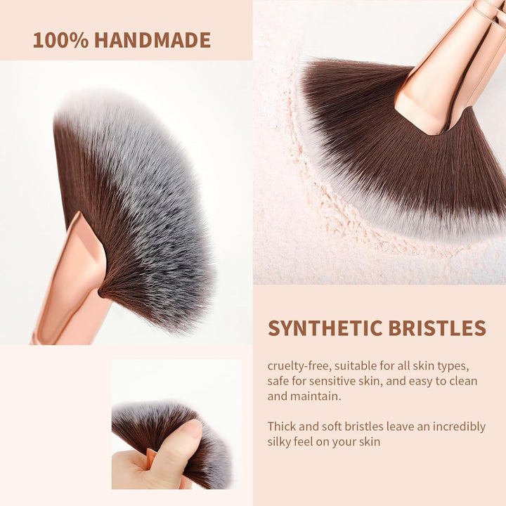 Fan Brush Finishing Powder Brush Multi-Use Brush for Face and Body Professional Highlighting Blush Powder Bronzer Cheekbones Make up Brushes Perfect for Spray Tan Powder Synthetic Hair Soft