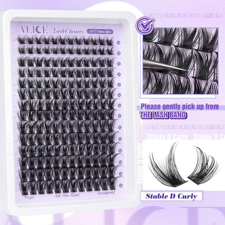 Lash Clusters Wispy Eyelash Clusters 10-18Mm 168Pcs Cluster Eyelash Extensions Natural Volume Lash Extensions DIY Individual Lashes Clusters with Soft Thin Band
