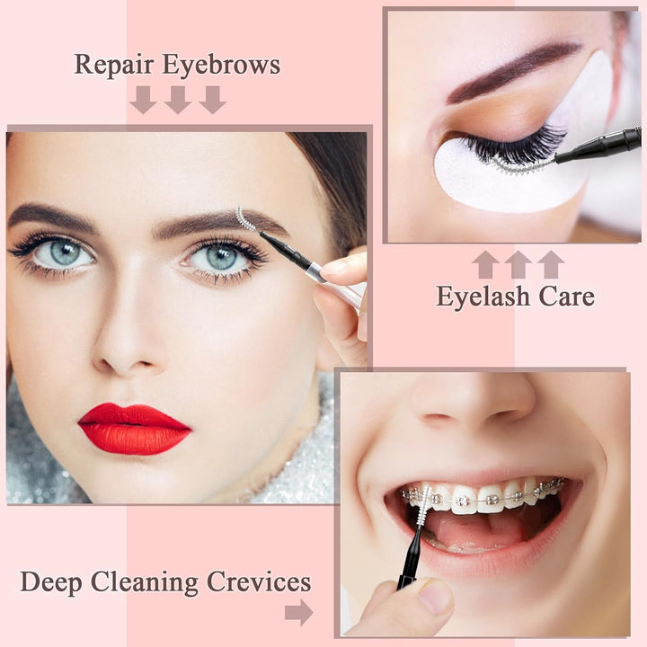 120Pcs Micro Eyebrow Brush with Cap Brow Lamination Brush Spoolies for Brow Eyelash Brush Lash Filler & Lift and Tint Tools for Brows and Lashes Comb Extensions