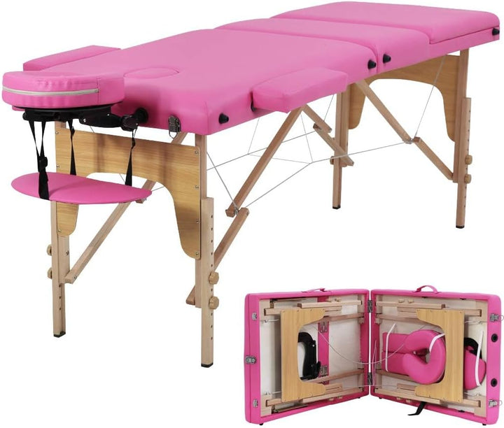 Massage Bed Portable Massage Table 24 Inch Wide Lash Bed Height Adjustable 2 Folding Spa Table with Non-Woven Bag for Spa Footmassage Facial Carespa Tattoo