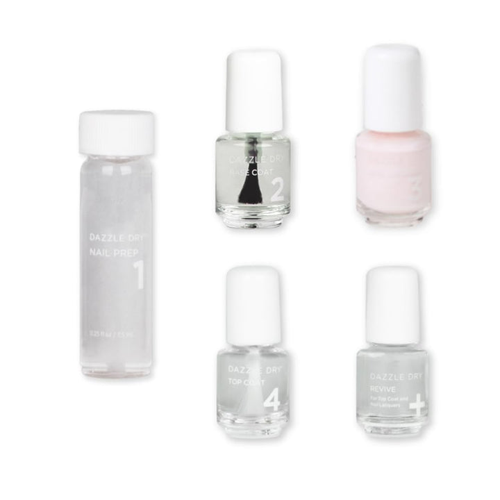 Mini Kit 4 Step System - Prima Ballerina, a Sheer and Milky Delicate Pink That Makes a Beautiful French Base. (5 Piece Kit / 5 Manicures)
