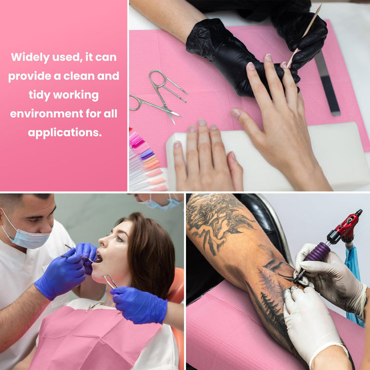 Disposable Nail Mats - 20Pcs Fordable Nail Art Table Mats for Table Acrylic Nail Practice Sheet, 3 Ply Waterproof 13" X 18" Clean Pads Nail Art Accessories (Pink)