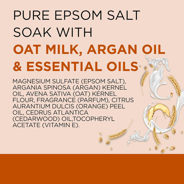 Epsom Salt Magnesium Soak, Soothe & Comfort with Oat Milk & Argan Oil, 3 Lbs