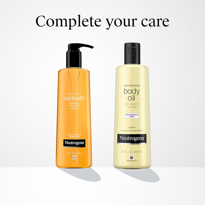 Body Oil Light Sesame Formula for Radiant Healthy-Looking Glow, Moisturizer for Dry Skin, Lightweight Non-Greasy Fast-Absorbing Bath and Massage Shower Oil, 16 Fl Oz Bottle Size