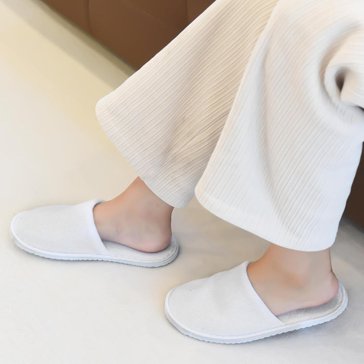 6 Pairs Disposable Slippers for Guests, Washable Spa Slippers House Slippers for Guests, Hotel Slipper Guest Slipper for Shoeless Home, Non Slip Indoor Slipper for Women Men