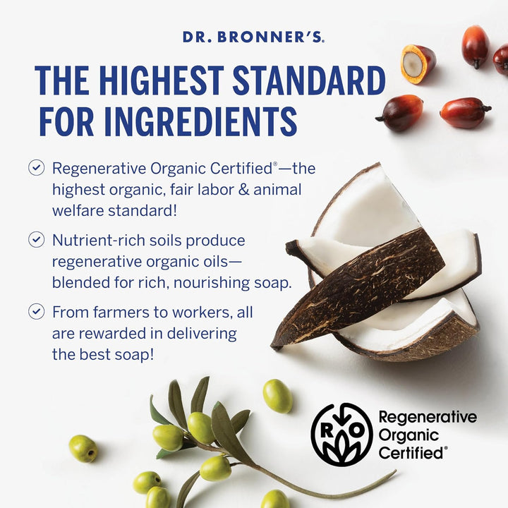 Pure-Castile Magic Liquid Soap - Made with Regenerative Organic Certified Oils - 18-In-1 Uses for Face, Body, Hand Gentle on Baby & Sensitive Skin Body Wash Unscented,32Oz