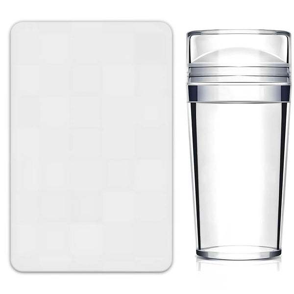 French Tip Tool,2 PCS Nail Art Stamper Kit,Clear Silicone Stamping Jelly with Scraper for DIY Together with Gel Nail Polish Acrylic Nail Kit Nail Tips