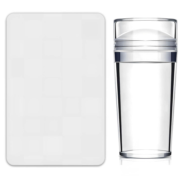 French Tip Tool,2 PCS Nail Art Stamper Kit,Clear Silicone Stamping Jelly with Scraper for DIY Together with Gel Nail Polish Acrylic Nail Kit Nail Tips