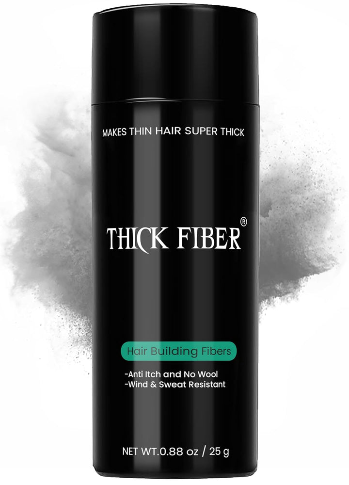 Hair Fibers for Thinning Hair & Bald Spots (BLACK) - 25G Bottle - Conceals Hair Loss in Seconds - Hair Powder for Women & Men