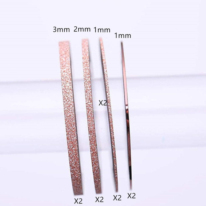 Rose Gold Nail Striping Tape, 8 Rolls, Matte Texture, Glitter, DIY Nail Art Decorations