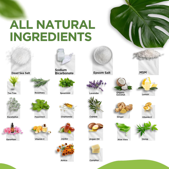 Foot Soak Salts- Variety Pack of 4- Tea Tree Oil, Muscle Relief, Calming Lavender & Citrus Soak- for Foot Pain, Soreness, Athlete’S Foot, Odors, Calluses-Made in USA