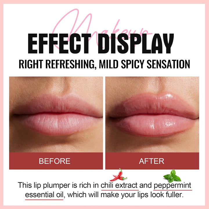 Lip Plumper Gloss, Natural Spicy Lip Plumping Booster, Ultra-Hydrating & Nourishing Plump Lip Plumper, Glossy Finish Fuller Lip Plumping Oil for Women Girls, 01#