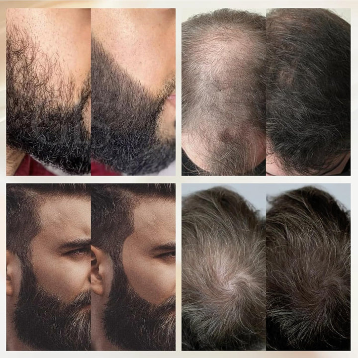 Beard Pencil Filler for Man Water Proof Beard Pen & Beard Brush Long Lasting Coverage Natural Finish - Black Hair Fiber Enhancements Barber Spray - Male Mustache Repair Shape Enhance Card Facial Hair