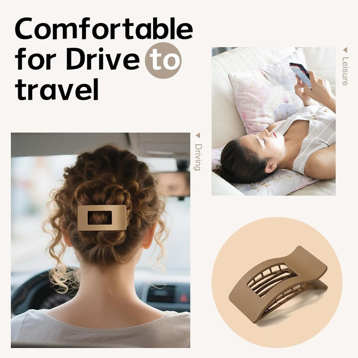 8 Pack French Flat Hair Clips for Women – Large Matte No-Slip Claw Clips for Thick & Thin Hair, Strong Hold Styling Barrettes Accessories (Neutral)