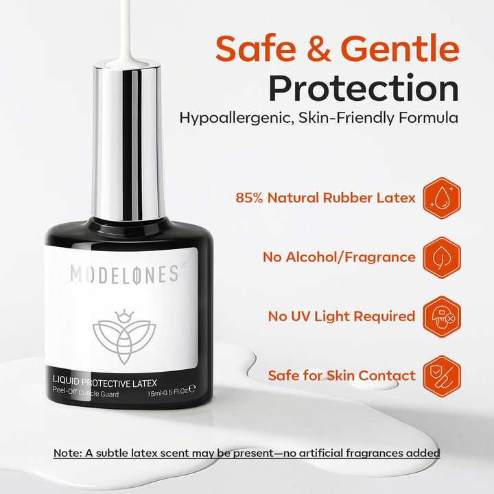 Top Coat Gel Polish Liquid Latex for Nails, 15 Ml Peel off Nail Polish Barrier with Stick, Fast Dry Cuticle Guard, Protector for Fingers