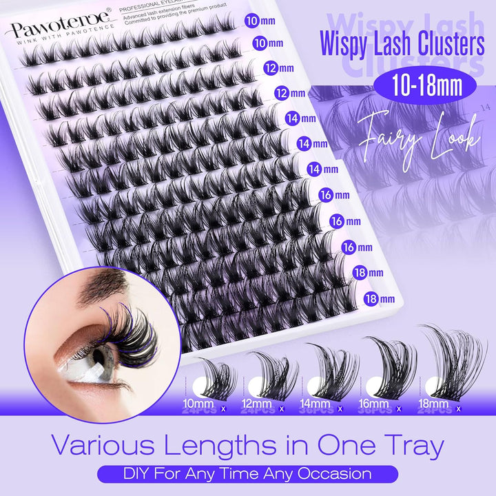 Lash Clusters Wispy Cluster Eyelash Extensions 10-18Mm Individual Lashes DIY Cluster Lashes Extension Soft Comfortable Eyelash Clusters with Thin Band